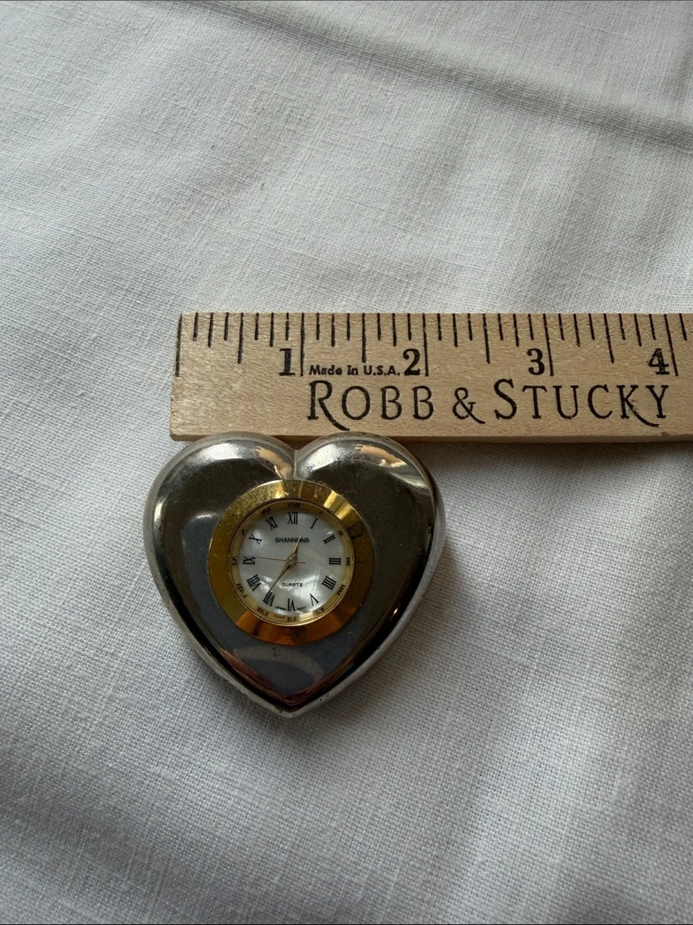 Heart-Shaped Silver and Gold Desk Clock